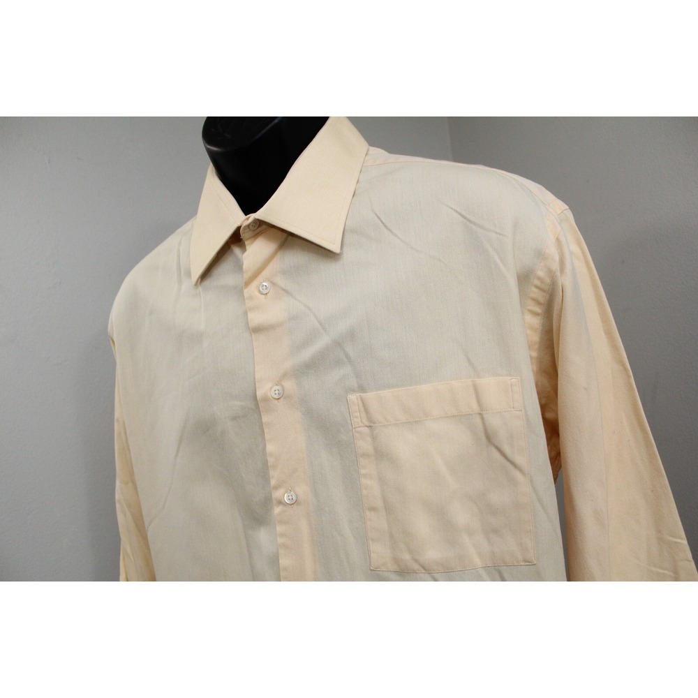 Ike Behar Dress Shirt Yellow Long Sleeve Button Up‎ Mens Size 17-35 XL
